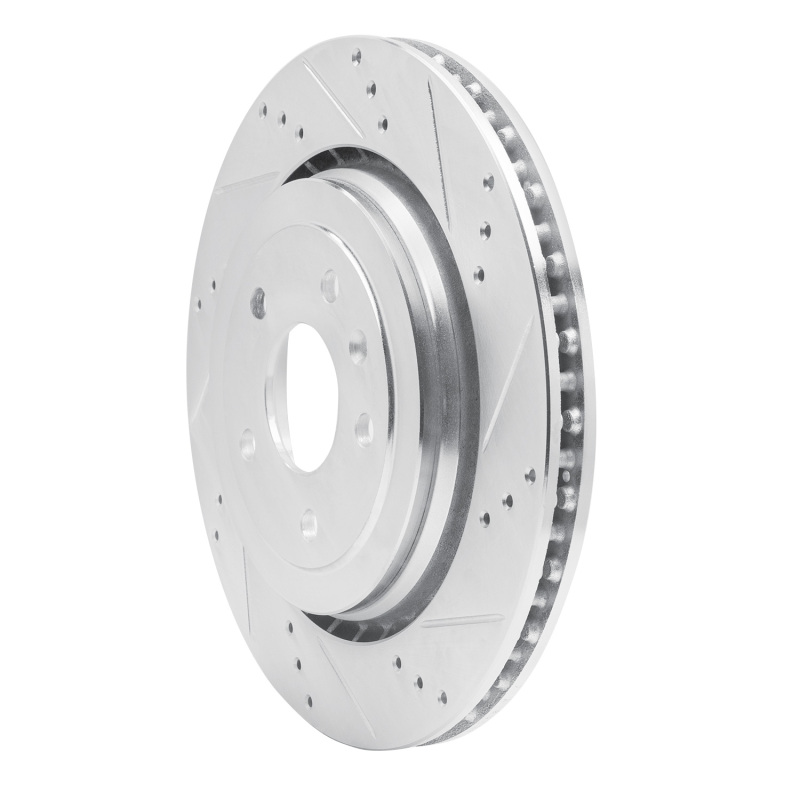 Chevrolet Corvette Brake Rotor (1) - Rear Right - R1 Concepts - Drilled & Slotted - Silver - `14-`19
